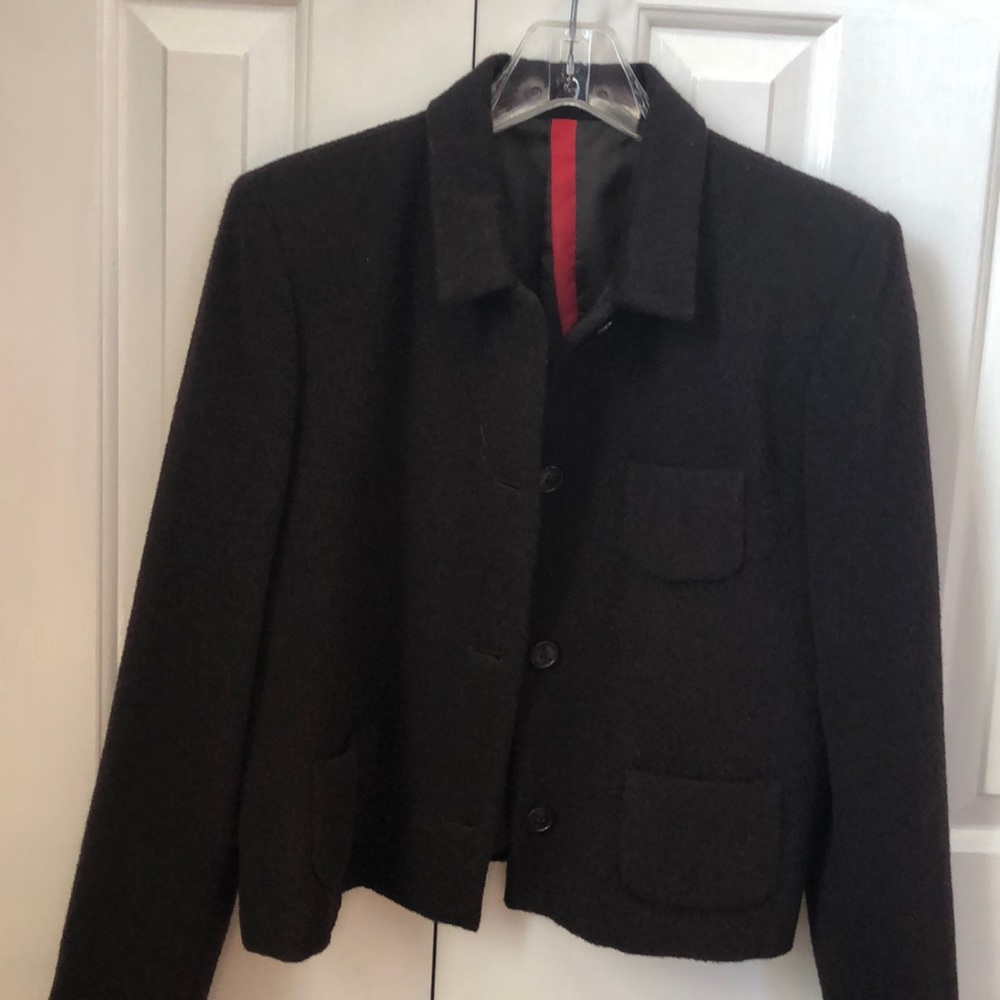 Brown, blazer.